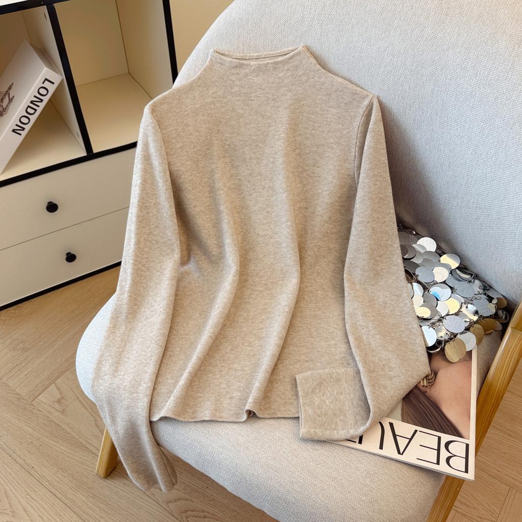 Stand Collar Knitted Long-sleeved Base Shirt Women In Spring Autumn and Winter New Pullover Sweater Tops Underwear Women