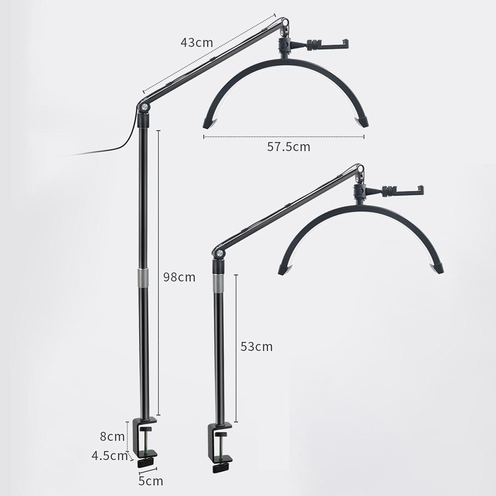 Andoer HD-M30X 36W Настольный светодиодный светильник для видеосъемки в форме полумесяца, заполняющий светильник, двухцветный свет 3200K-5600K