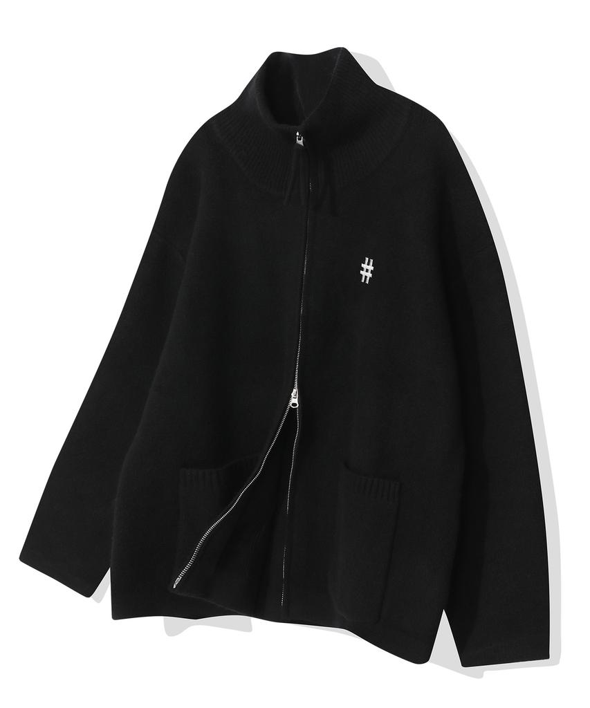 BEENTRILL Essential Turtleneck Two-Way Knit Zip-Up (Black)