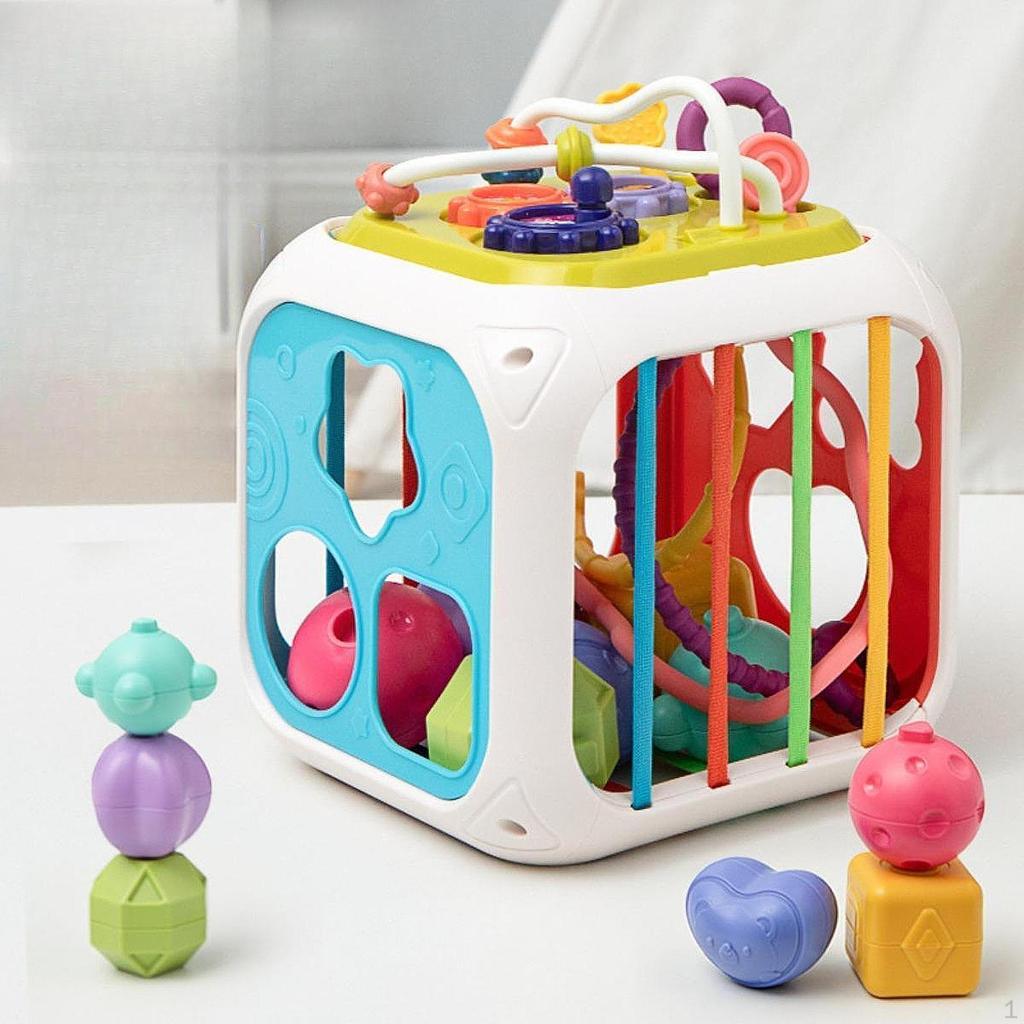 Montessori Toy Activity Cube Bin Fine Motor Skills Early Developmental Shape Sorter Sensory