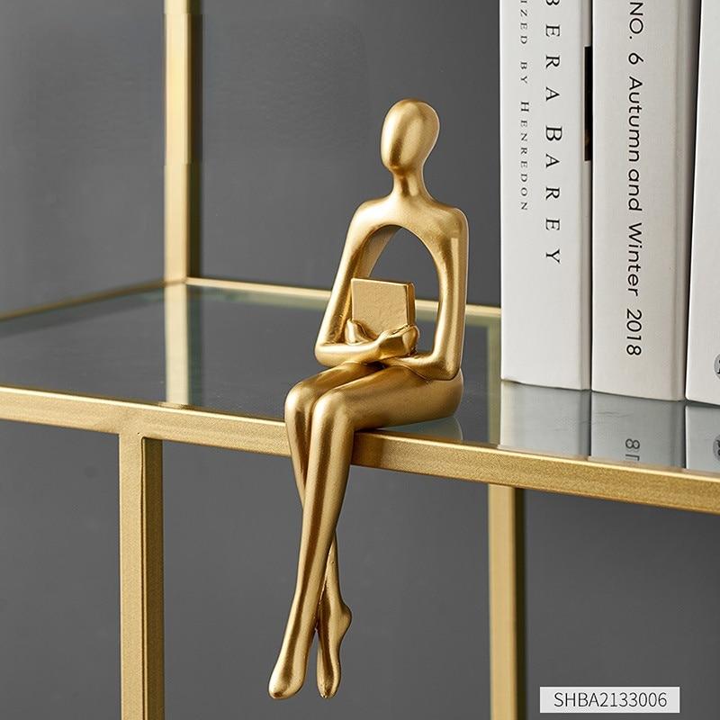 Украшение дома, украшение для книжной полки, аксессуары, абстрактная статуя из смолы, золотые миниатюры, современные