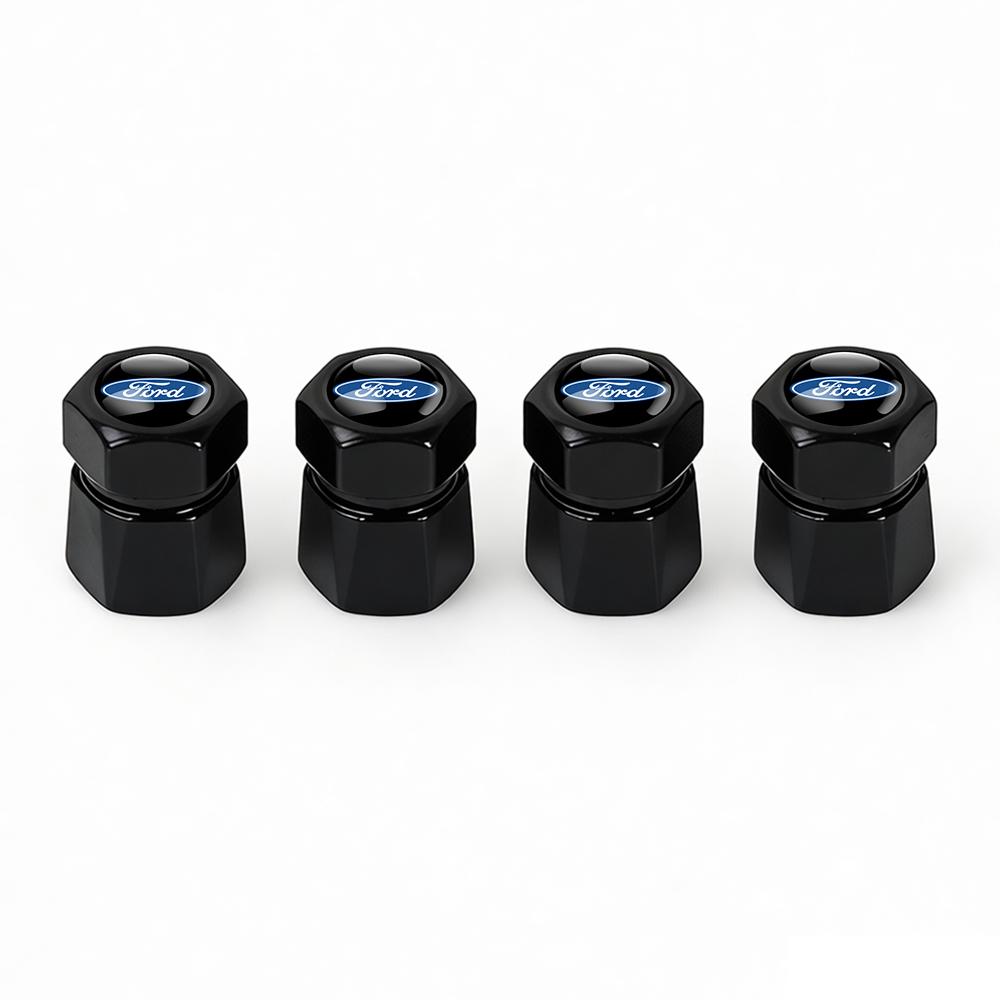 AJR1 4Pcs Car Metal Wheel Tyre Valve Caps Stem Covers For Ford Focus Kuga Mondeo Ranger Fiesta Mustang ST Shelby Fusion Edge Escape