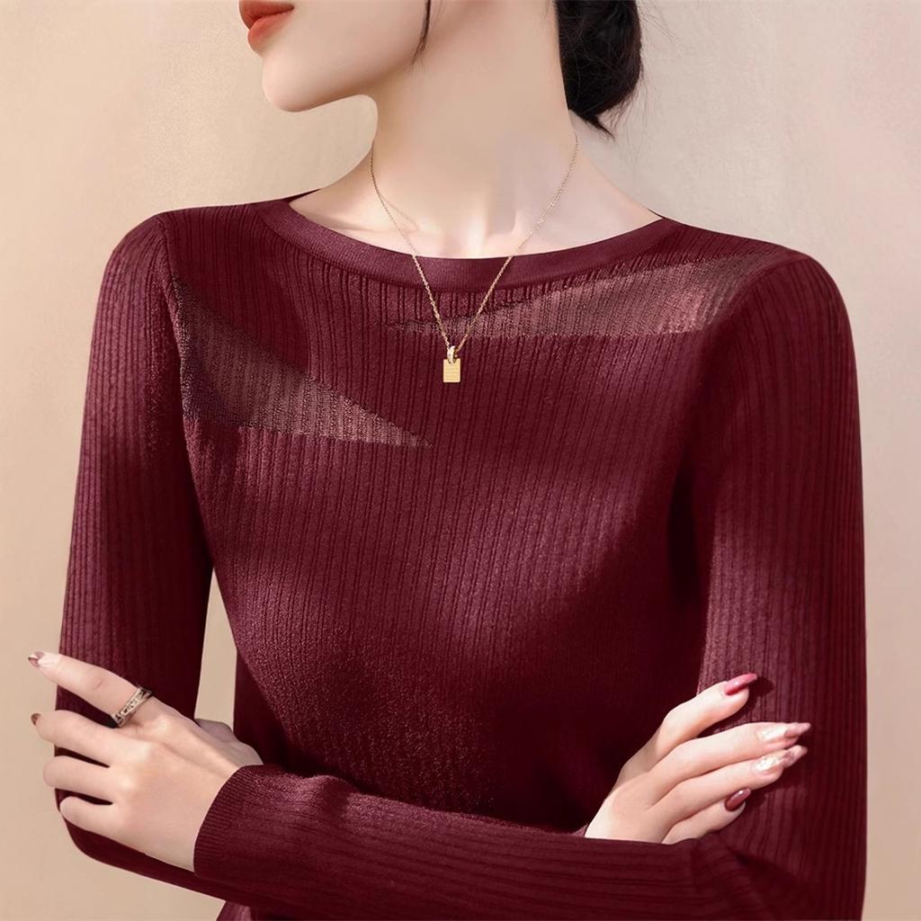 WTEMPO Женский вязаный свитер с круглым вырезом, кружевной сеткой, женский свитер на весну и лето