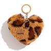 Брелок-подвеска в виде сердца с леопардовым принтом и меховым шариком