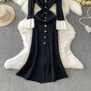 Autumn Winter Women V-neck Full Sleeve Knitted Pullover Sweater Party Long Maxi Mermaid Dresses