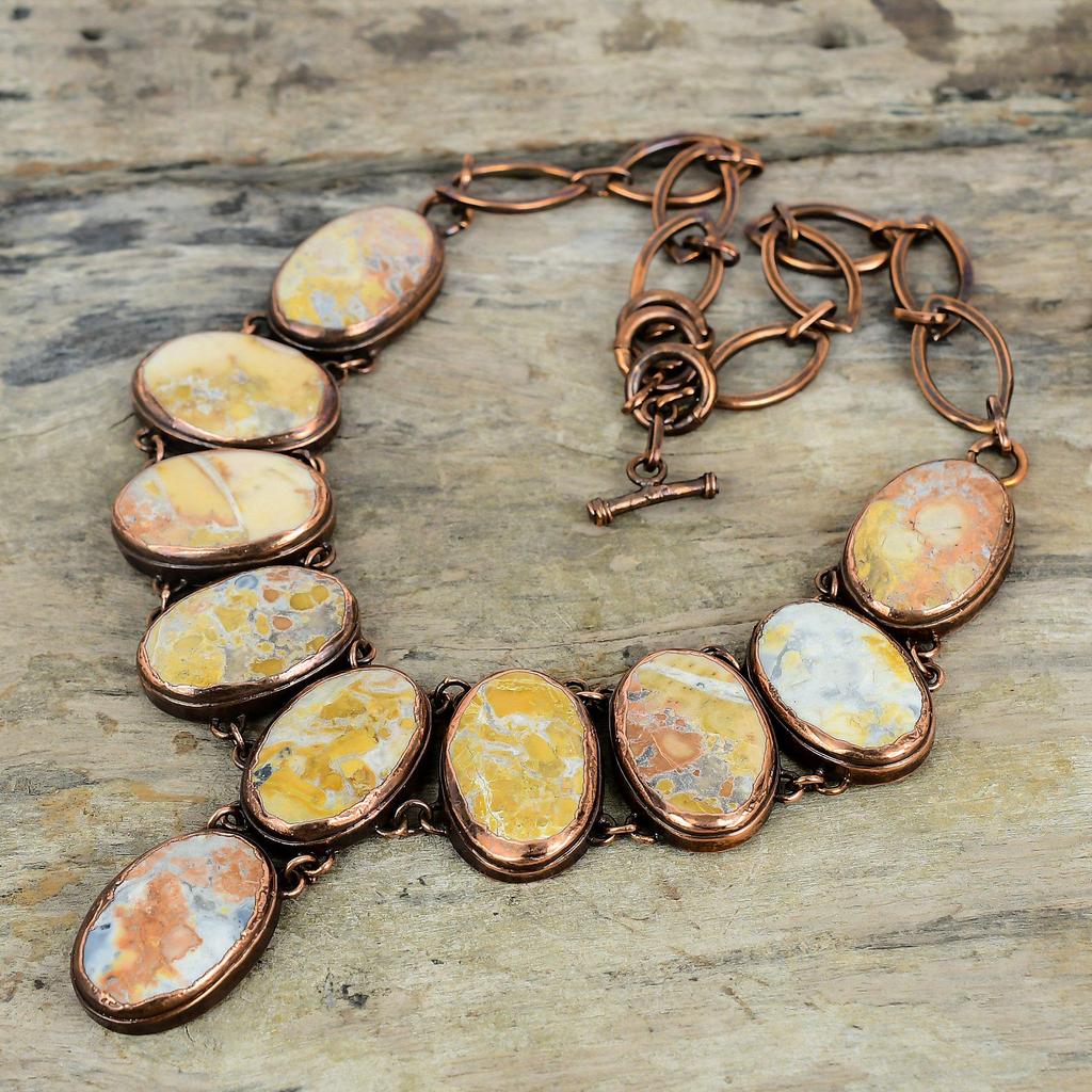 Maligano Jasper Necklace Electroformed Copper Adjustable Chain Necklace Top Quality Gemstone Necklace Handmade Copper Jewelry Gifts For Wife