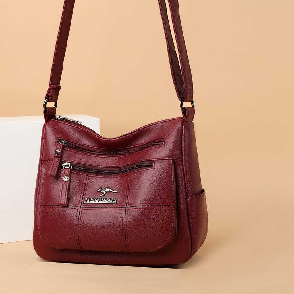 Vintage Crossbody Shoulder Bag Multi-Pocket Zipper & Adjustable Strap Perfect for Travel