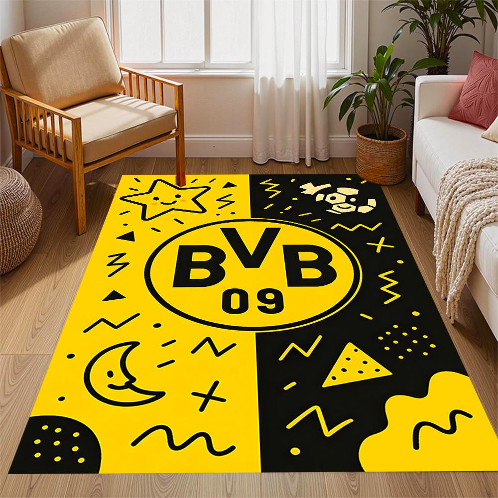 Нескользящие коврики с логотипом Bvb 09 в стиле Splatter Art - Полиэстер, Декор для дома, Подходят для спален, гостиных, прихожих, студий и в качестве декора