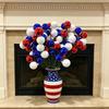 Independence Day Colorful Balls And Branches, Red White Blue Floral Poles, Reusable Plastic Foam Spheres, Vase Cake Decoration, Patriotic Party Decor