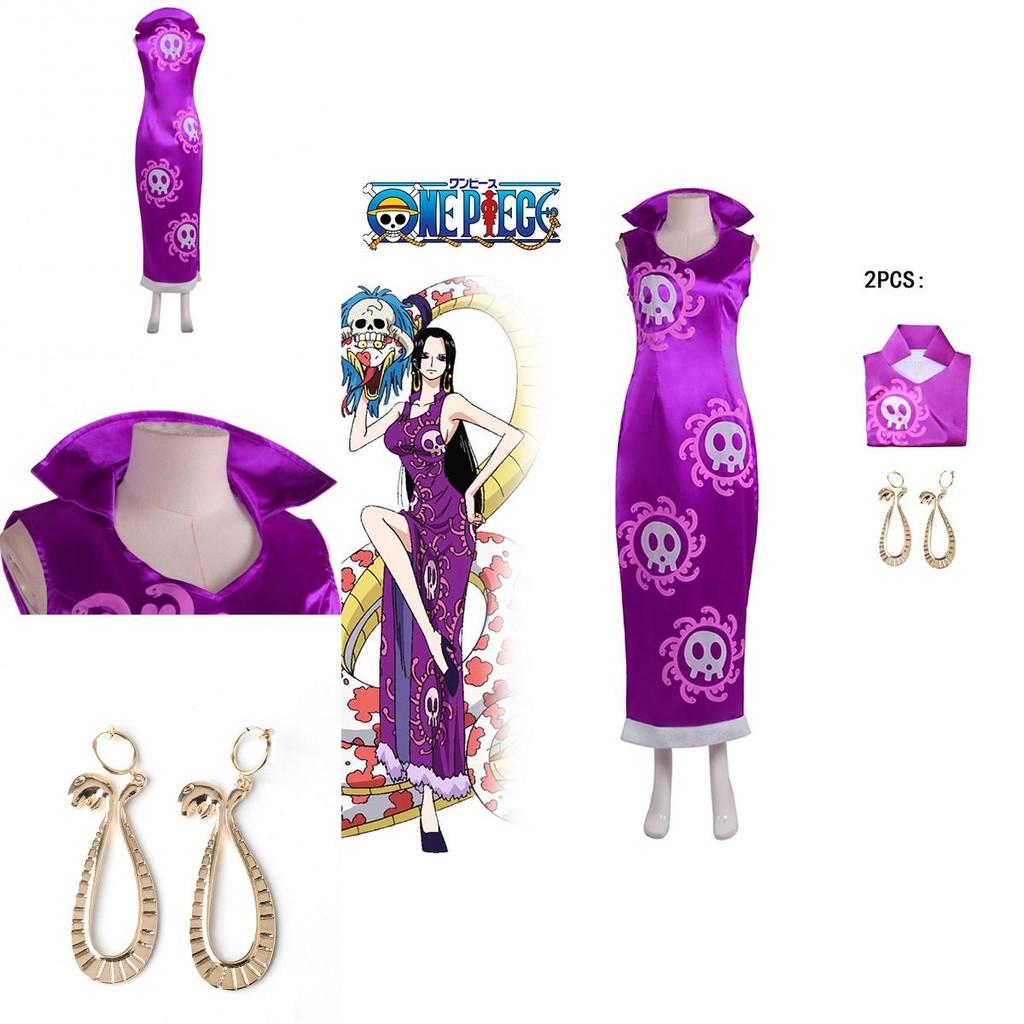Костюм для косплея Боа Хэнкок из One Piece из атласной ткани для Хэллоуин-вечеринки