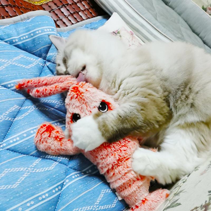 USB электрическая имитация лобстера, прыгающая игрушка для кошек, движущаяся игрушка с креветками, зарядка, забавные плюшевые игрушки для собак, кошек, детские мягкие игрушки