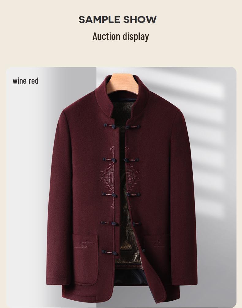 Мужской зимний ретро-пальто в китайском стиле Mancibo со стойкой и съемной пуговицей-лягушкой.