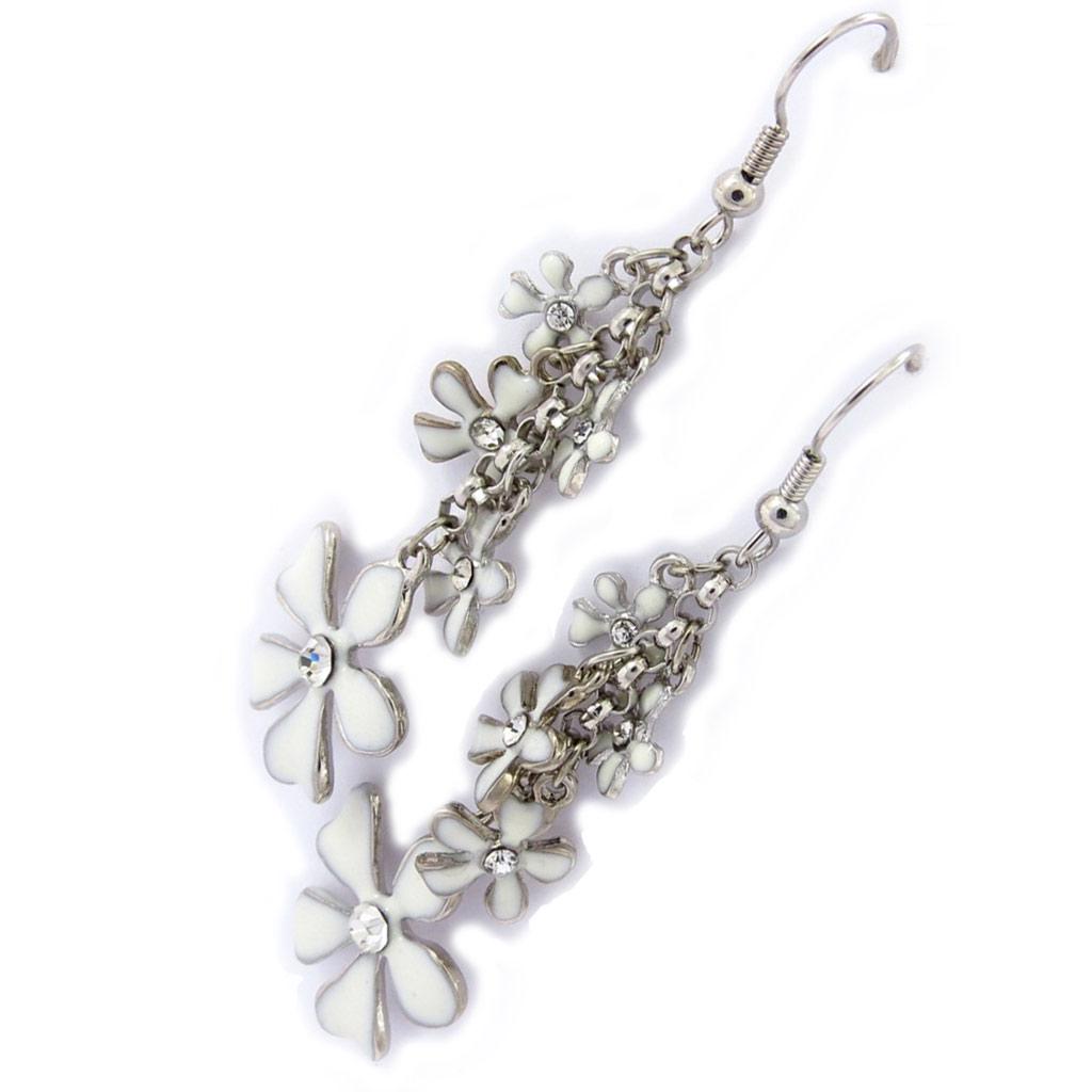 Les Trésors De Lily [K0975] — Дизайнерские серьги «Флора» серебристо-белого цвета.