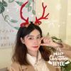 Bowknot Antlers Headband Plush Ball Elk Hair Hoop Cute Deer Horn Hair Band Festival Decoration