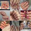 24pcs French Fake Nails Aurora Flower Press On Nails Manicure Nail Tips  Women