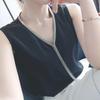 WTEMPO Элегантные сексуальные однотонные рубашки с кисточками и цепочкой, весна-лето, свободные жилеты без рукавов, повседневные шифоновые майки
