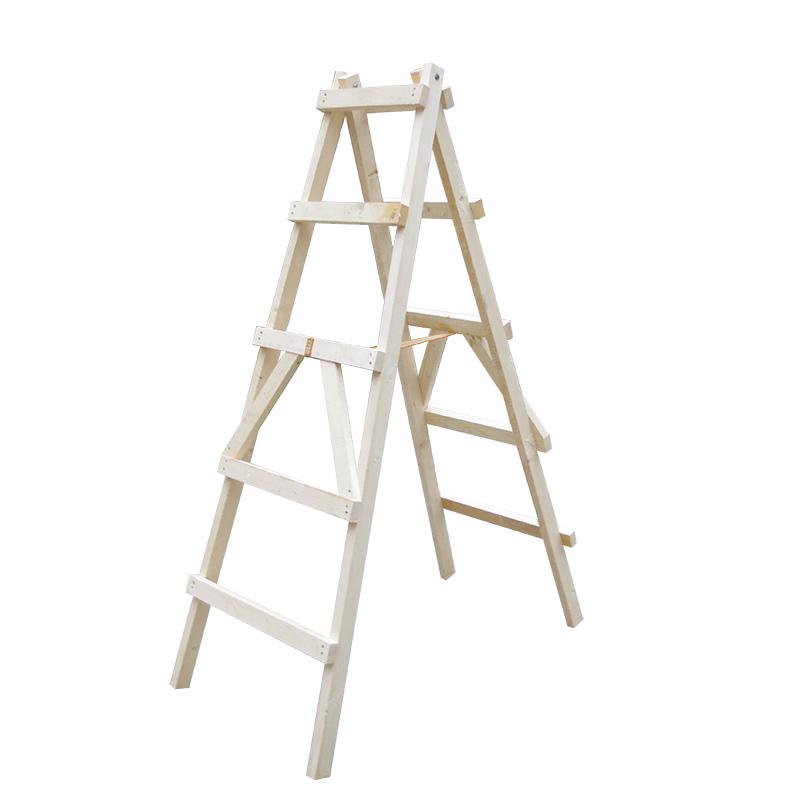 Pine Double-Sided Solid Wood Step Ladder for Construction and Decoration