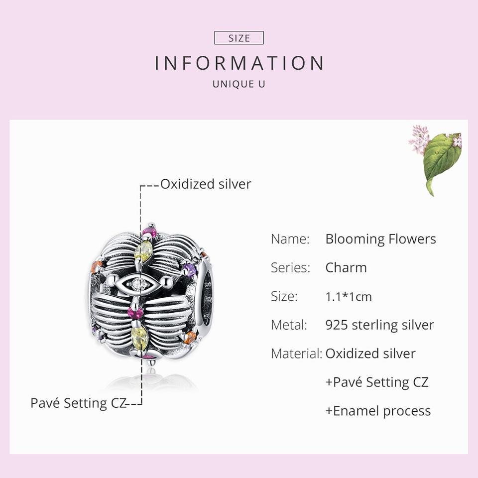 WOSTU Очаровательные бусины в стиле ретро из стерлингового серебра 925 пробы с цветущими цветами и бабочками подходят для оригинального браслета диаметром 3 мм.