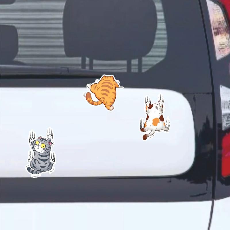 DS100#35.5x15cm Quirky Cat Cartoon Car Decal Self-Adhesive Vinyl Animal Sticker