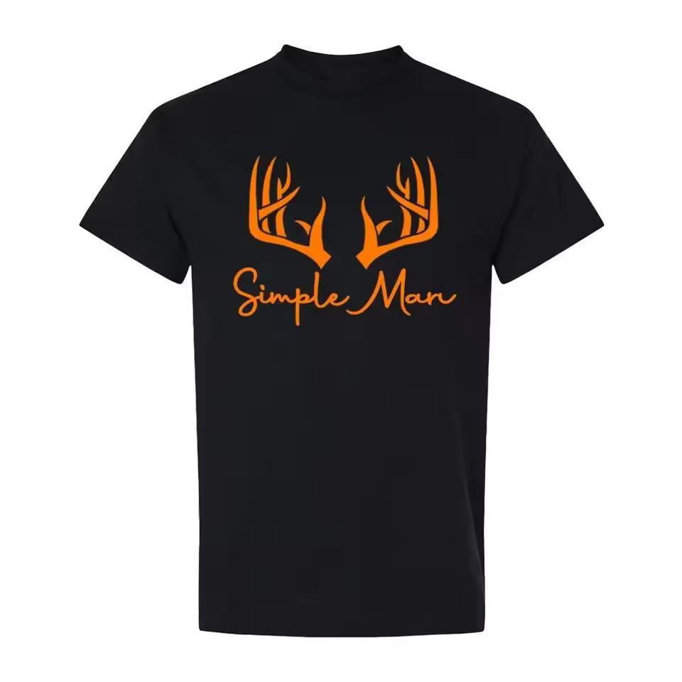 Simple Man T-Shirt Deer Design Hunting Mens Unisex Tee for Outdoor Adventures Comfortable Fabric Versatile for Hunting Hiking