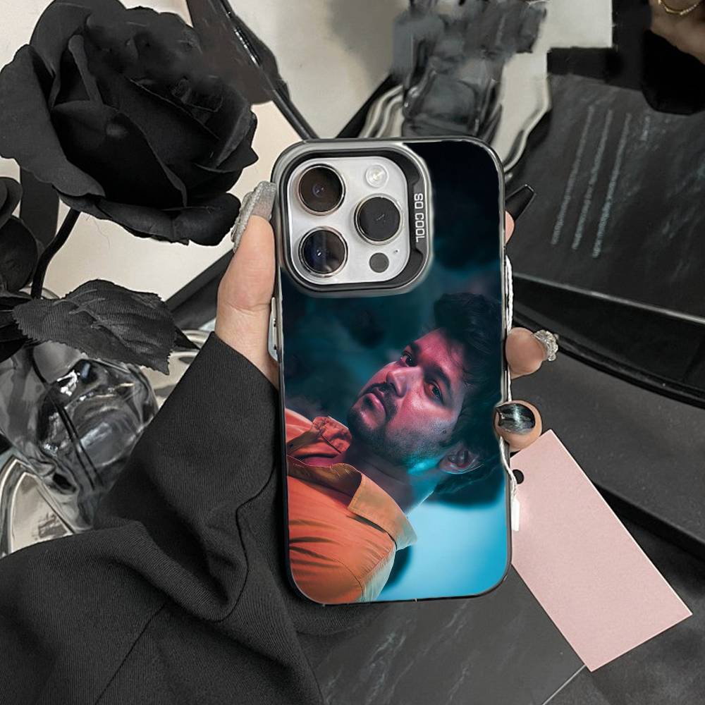P-ThalaPathy V-Vijay Actor Phone Case For iPhone17, 16,15,14,13,12 Pro Max Black Candy Matte Shockproof Cover
