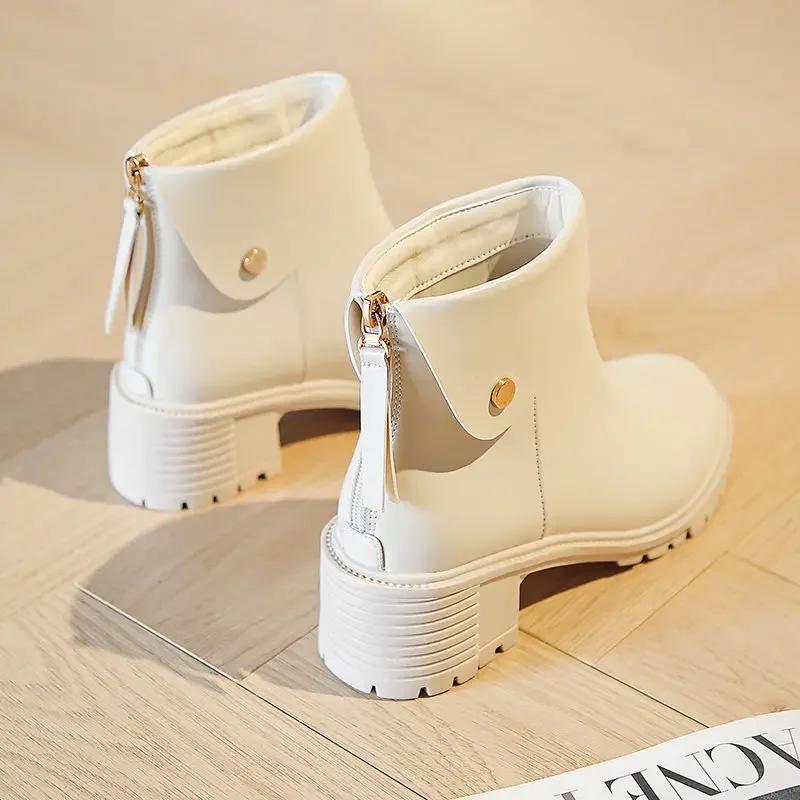 Модные ботильоны с круглым носком, черные, большого размера, теплые ботильоны до щиколотки для женщин, удобные и элегантные, шикарные дизайнерские, роскошные, из искусственной кожи, женские короткие туфли