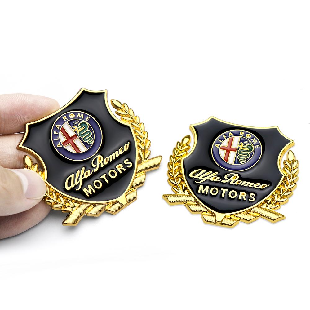 2pcs 3D Metal Emblem Design Car Body Window Decor Stickers Auto Styling For Alfa Romeo 159 Stelvio Volante Giulietta Mito 147 F1