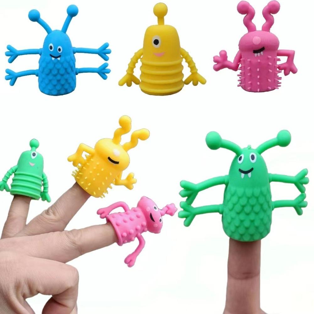 10pcs Stretchy Finger Topper Toy Soft Rubber Fidget Toy Funny Finger Puppet Kids