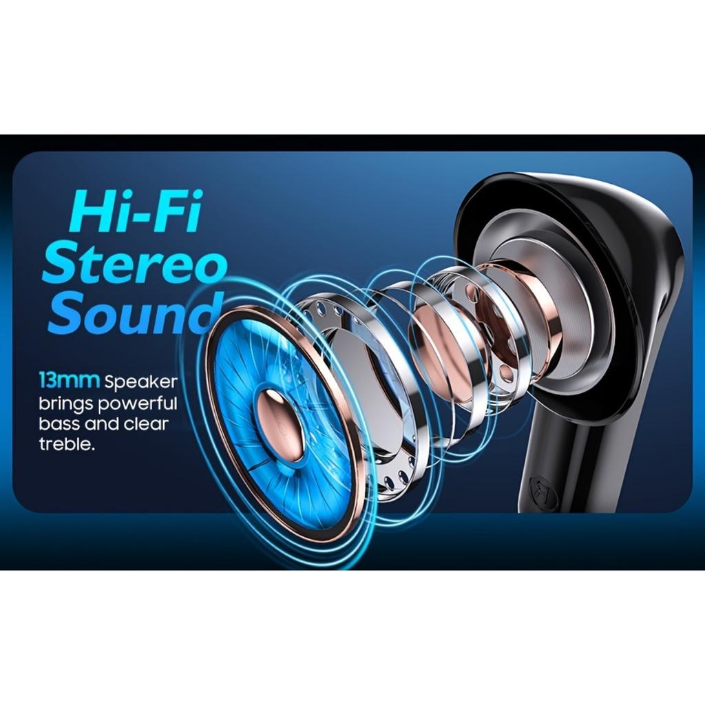 Беспроводные наушники с сенсорным управлением, встроенным микрофоном с шумоподавлением, зарядным чехлом Type-C, 15 часов воспроизведения, 2 часа быстрой зарядки