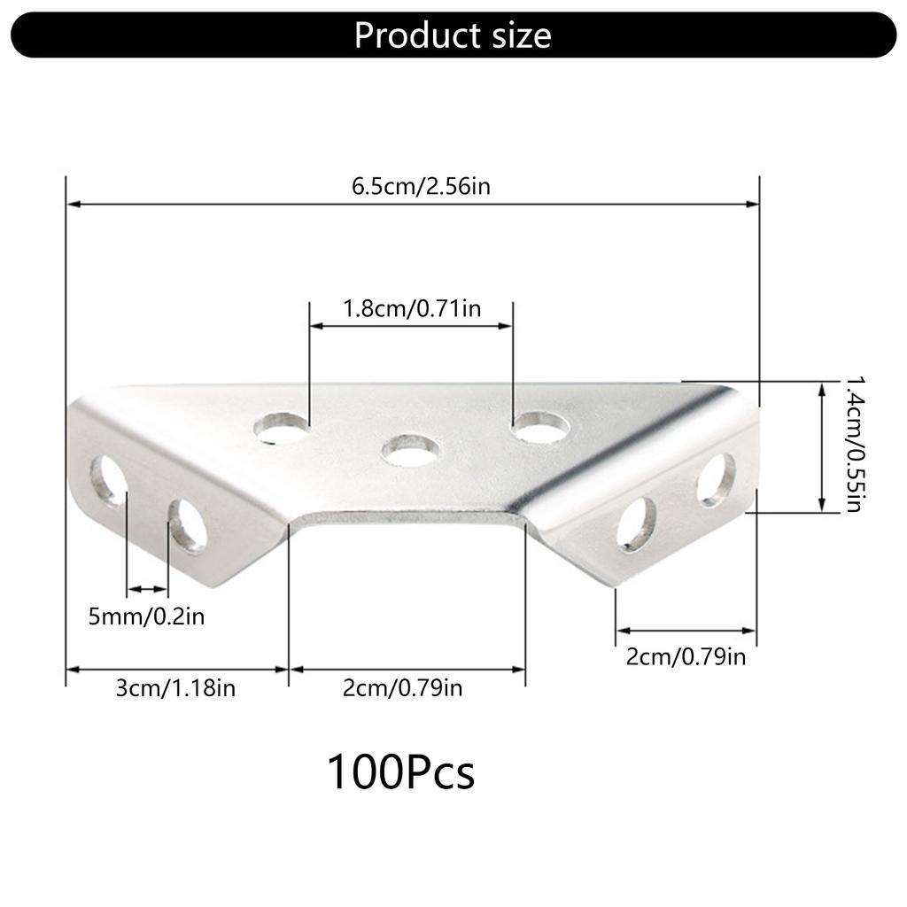 100Pcs Stainless Steel Furniture Corner Connector Shelf Brackets Cabinet Support Fixing Frame Corner Brace Enduring