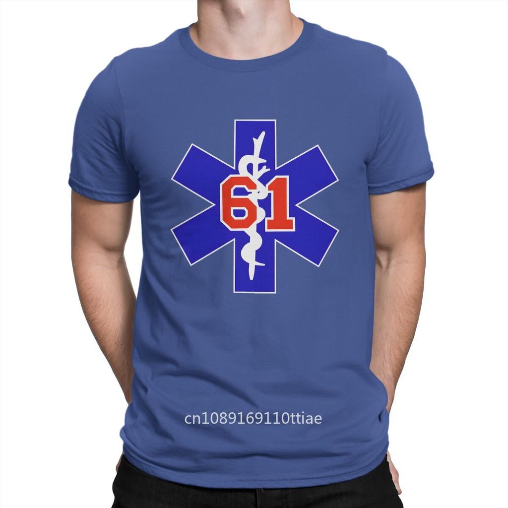 Men AMBULANCE 61 T Shirts Chicago Fire 100% Cotton Clothes Hipster Short Sleeve Crew Neck Tee Shirt Party T-Shirt
