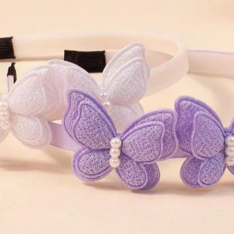 4Pcs Baby Kids Butterfly Hairband Simulated Pearl Children's Exquisite Hair Hoop Daily Hair Binding Lovely Girl Hair Accessories