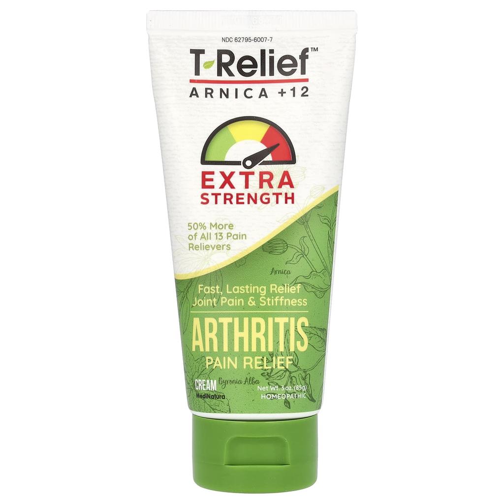 MediNatura T-Relief, Arthritis Pain Relief Cream with Arnica and 12 Pain Relieving Ingredients, 2 Oz (57 G)