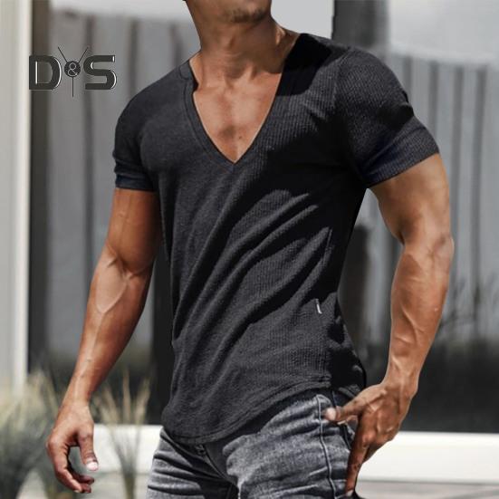Моющаяся мужская рубашка с v-образным вырезом, шикарная летняя мужская базовая футболка, топ для фитнеса