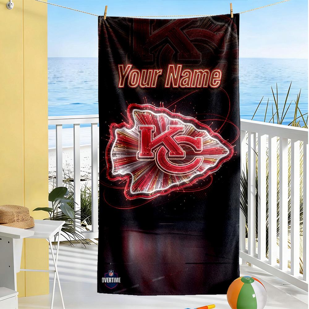 Kansas City Football Personalized Name Beach Towel High Absorbency Quickdry Perfect For Traveling Yoga Camping And Swimming