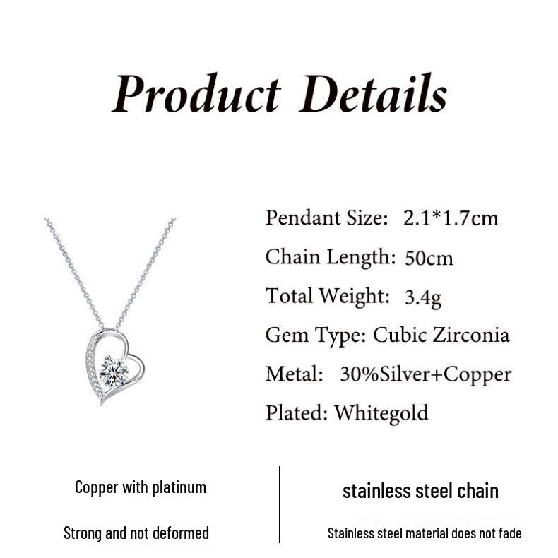 Набор колье в виде сердца на День святого Валентина и Рождество с шкатулкой для украшений «Вечная роза»