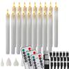 Rechargeable Taper Candles with Remote & 24Pcs Plastic Lamp Head Flickering Flameless Dripping Wax Window Candlesticks Home Deco