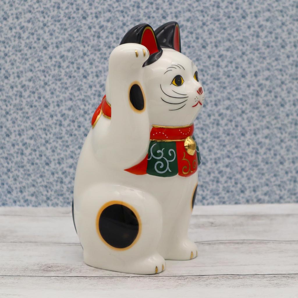Yakushi Kiln Lucky Cat Arabesque удачи (Средняя) (с наклейкой)
