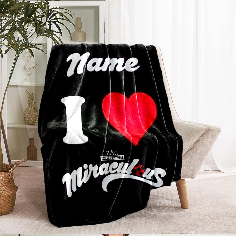 Custom Name Ladybug Theme Printed Blanket - Perfect for Couch, Bed, Travel & Outdoor Use | Machine Washable, Cozy & Durable.