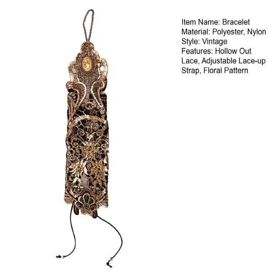 1 шт. женские перчатки для косплея с ажурным кружевным цветочным узором, регулируемые на шнуровке