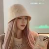 Wool Bucket Hat for Women Korean Style Retro Fashion Versatile Waffle Basin Hat Autumn and Winter Warm Knitted Bucket Hat