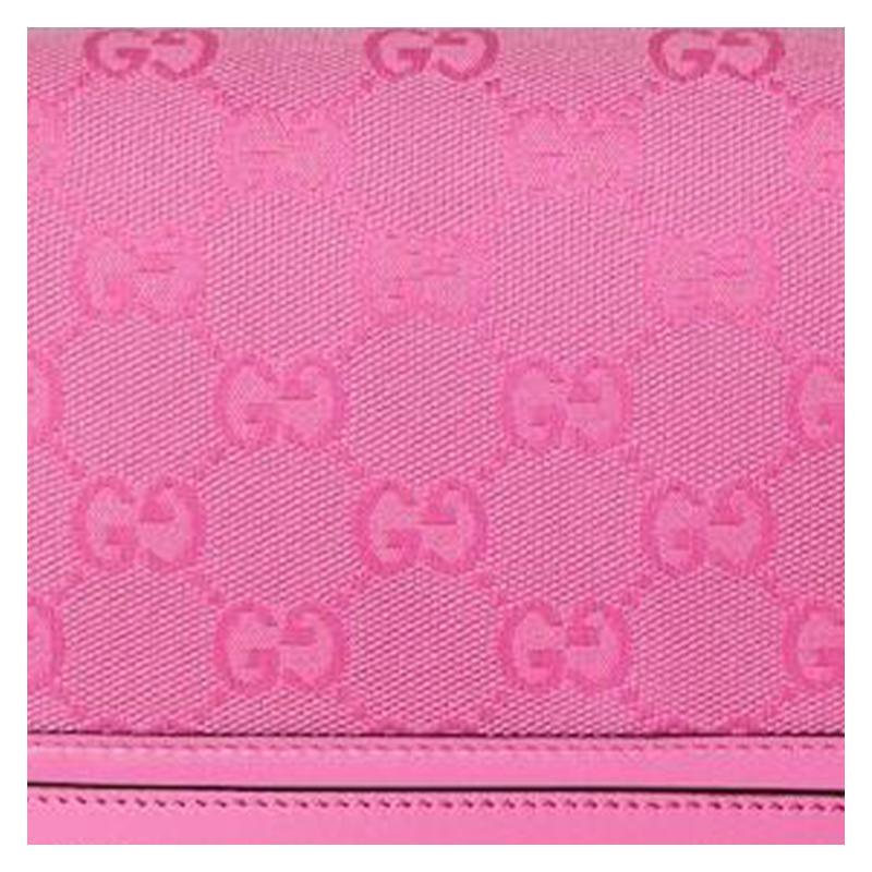 Gucci Luce adjustable shoulder strap turn lock closure canvas and leather shoulder bag mini women's pink
