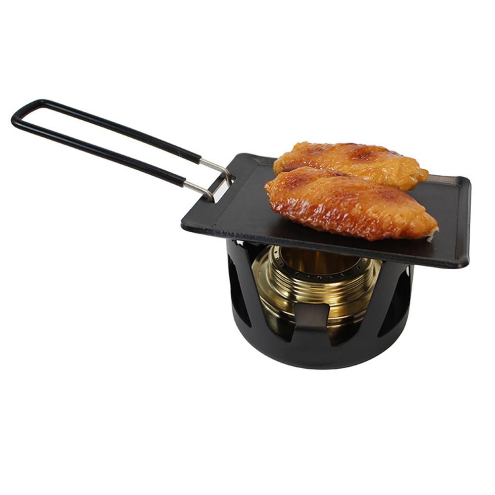 Compact BBQ Grill Pan Iron Barbecue Plate Durable Roasting Pan Outdoor Use