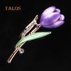 Fashion Lady Tulip Brooch Crystal Stone Decor Flower Pin Elegant Suit Breastpin Decoration