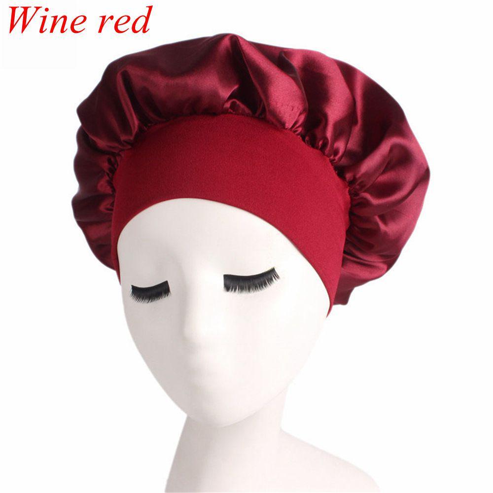Soft Stretch Head Cover Night Sleep Hat Wide Band Satin Cap Elastic Head Wraps Hair Loss Chemo