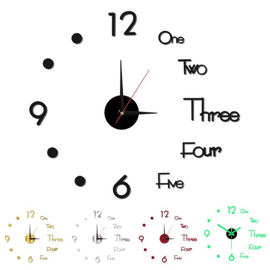 3D DIY Wall Clock Simple Installation Battery-Powered Quiet Modern Nordic Wall Clock for Living Room Bedroom