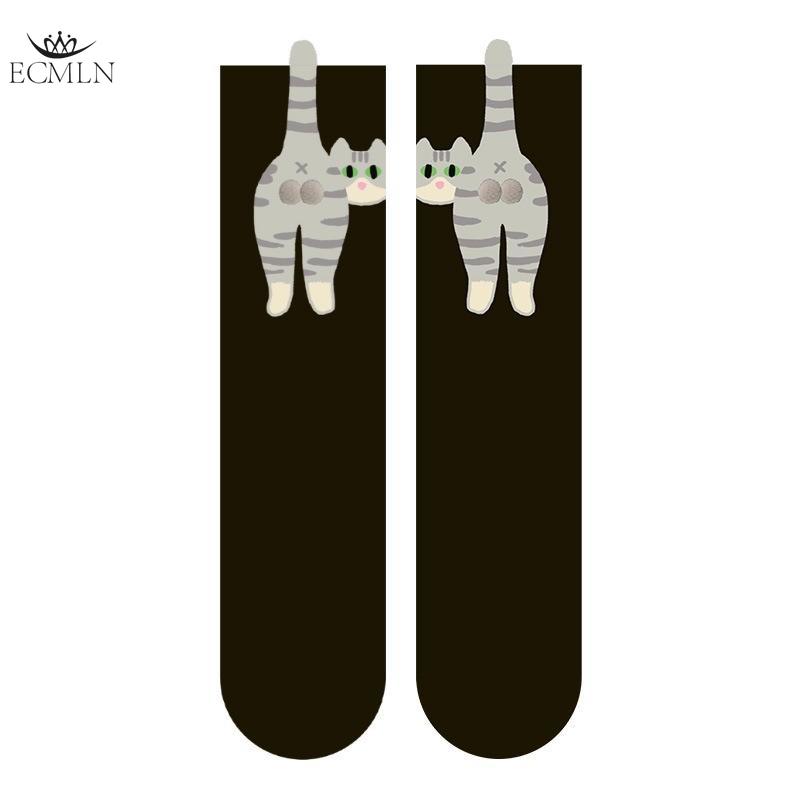 Мультяшные милые носки с котиками с 3D кошачьими яичками, мягкие дышащие носки средней длины для любителей кошек, оригинальные подарки