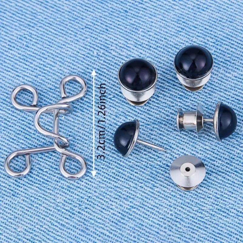 Кнопка на талии, без заклепок, съемная кнопка для регулировки талии, регулируемая кнопка для джинсов, затяжка для ремня с искусственным жемчугом