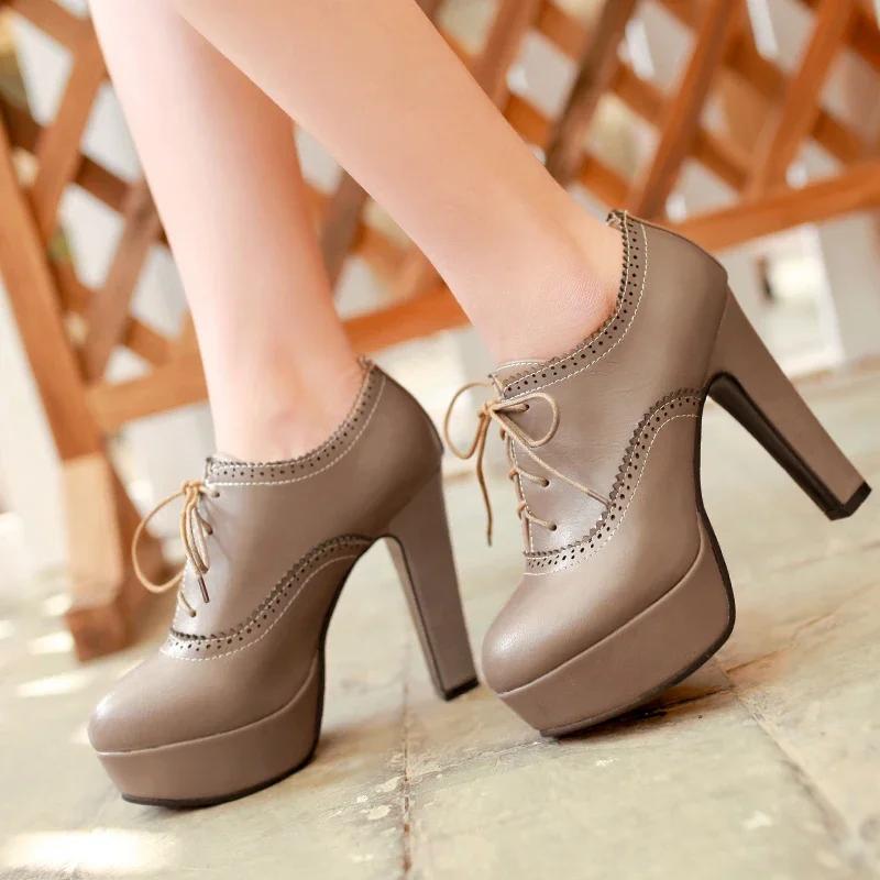 Fashion 2024 New Big Small Size 31-47 Women Stiletto High Heel Shoes Sexy Lady Platform Spring Fashion Lace Up Pumps Shoes