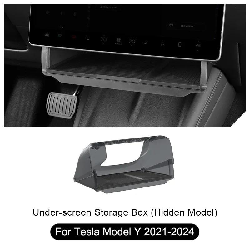 For Tesla Model Y Juniper 16-inch Center Under Screen Storage Box for Model 3 Highland Open and Close Screen Hideen Privacy Box